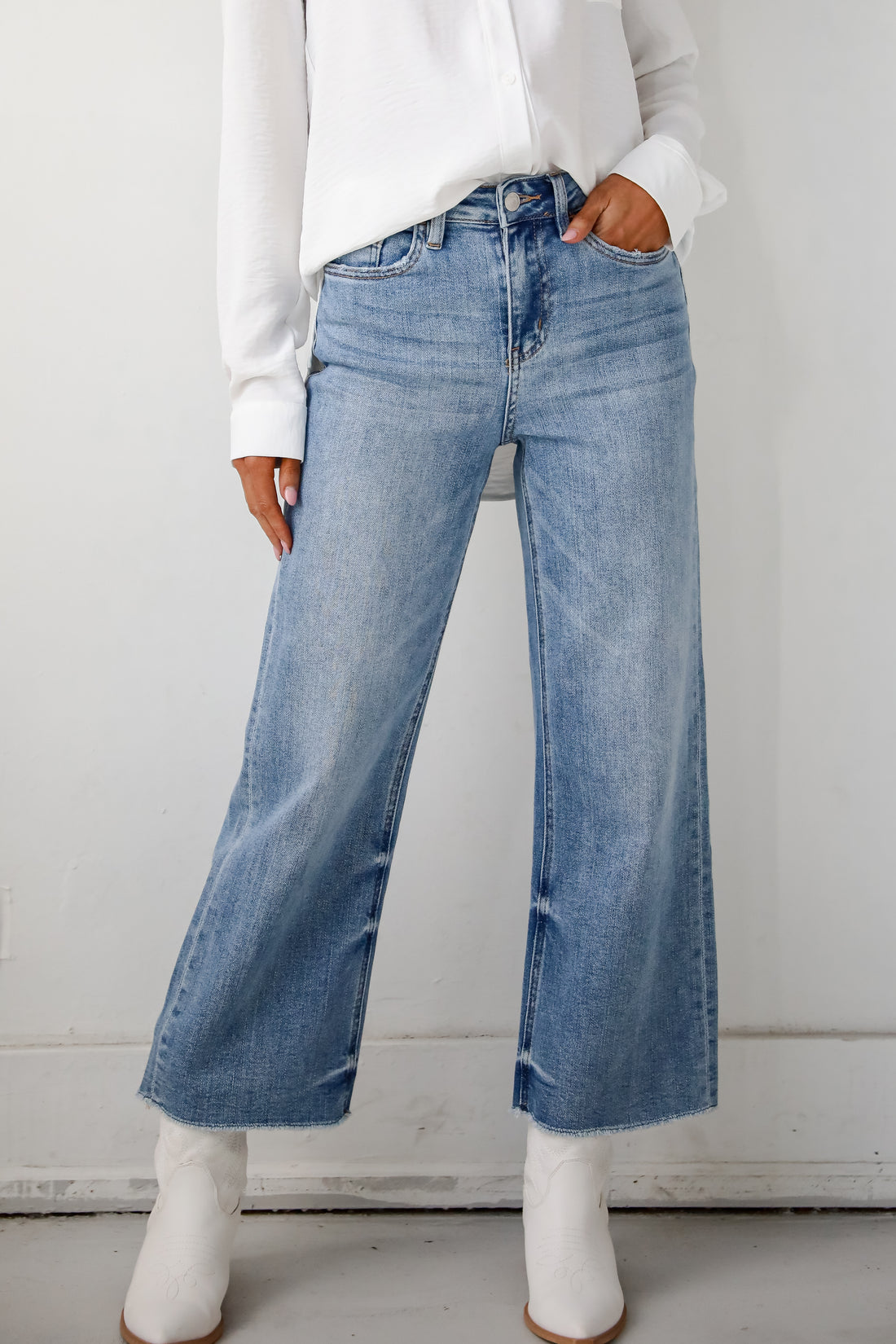 Abigail Medium Wash High Rise Wide Leg Jeans