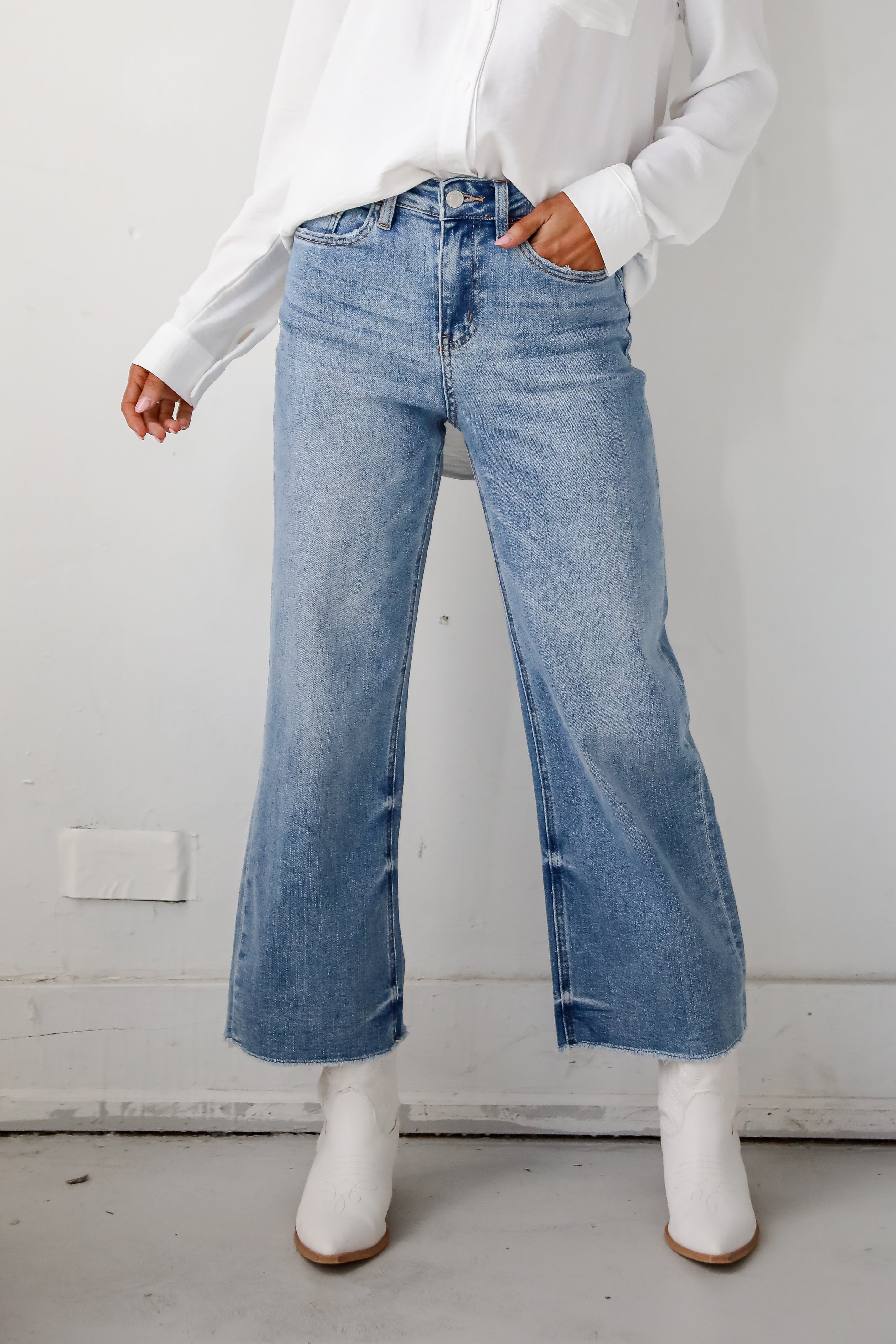 Abigail Medium Wash High Rise Wide Leg Jeans