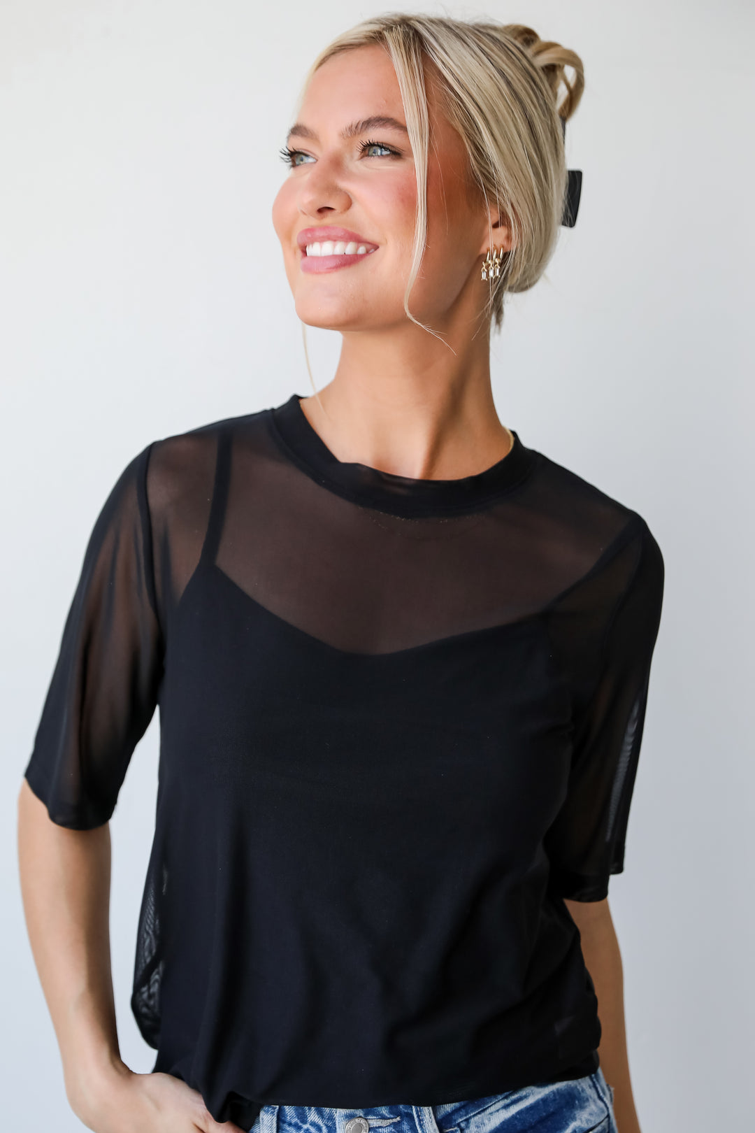 black Mesh Top for women