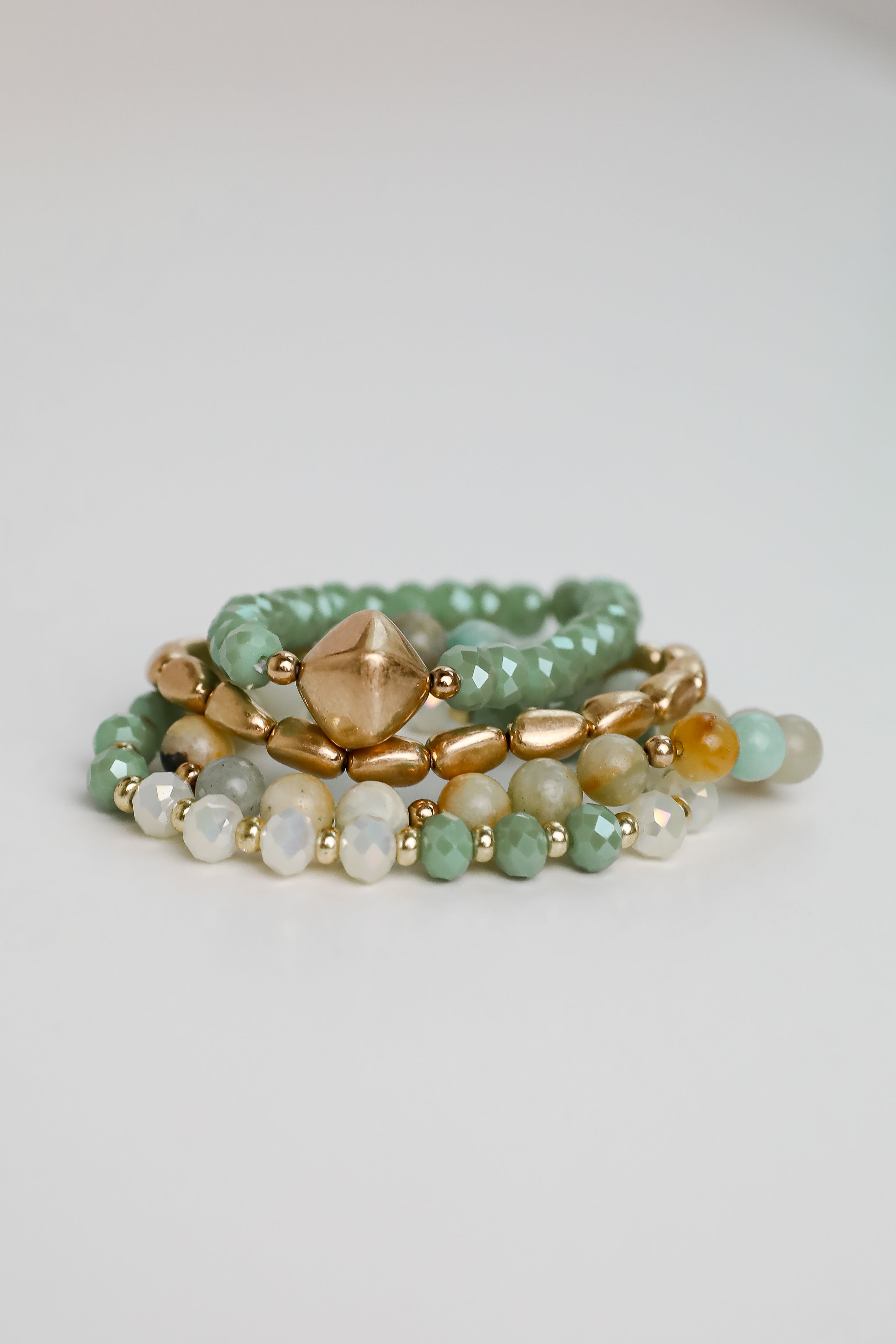 Eloise Mint Beaded Bracelet Set