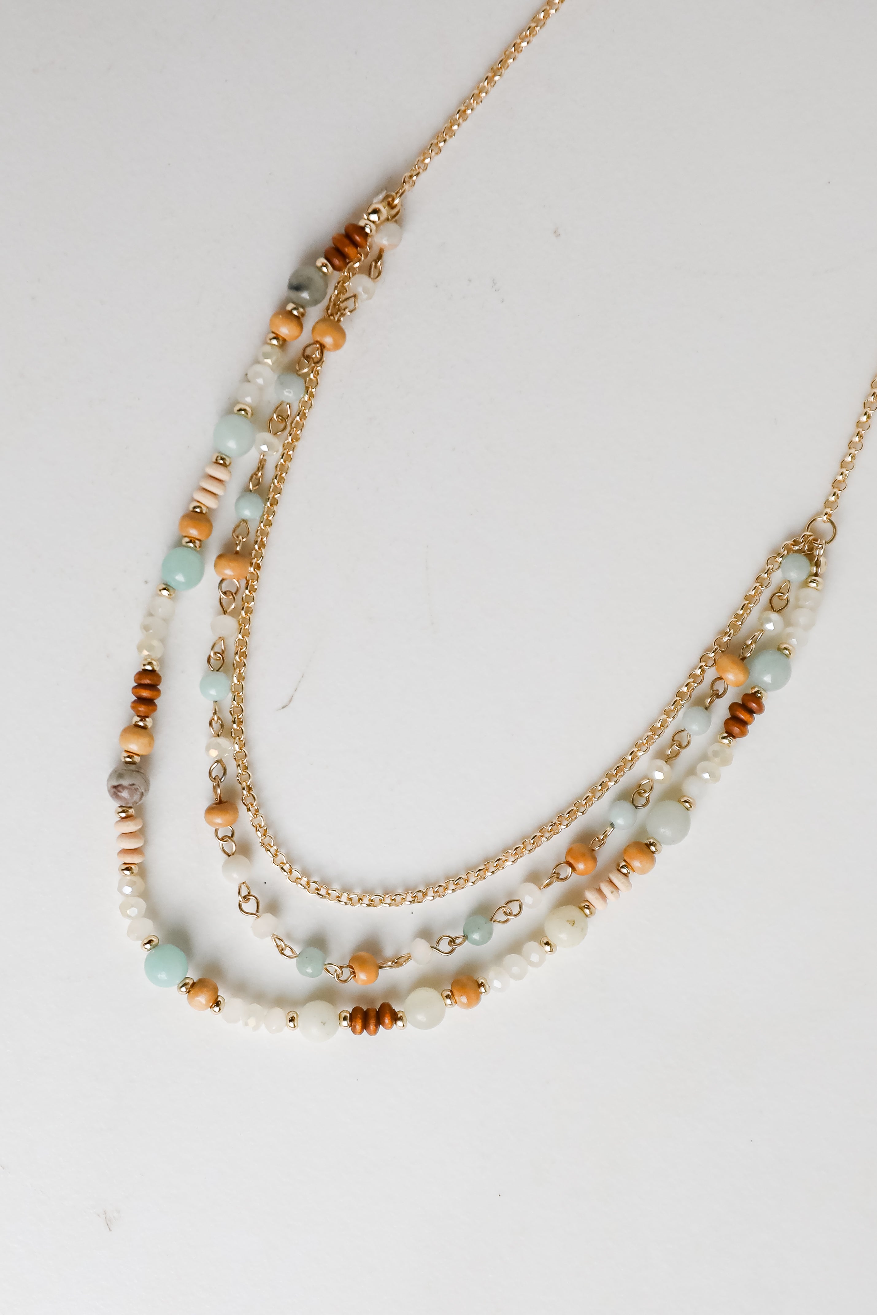 Eloise Mint Beaded Layered Necklace