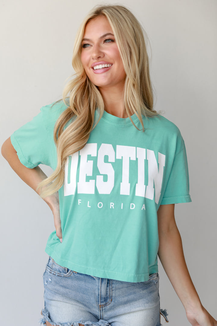 Mint Destin Florida Cropped Tee