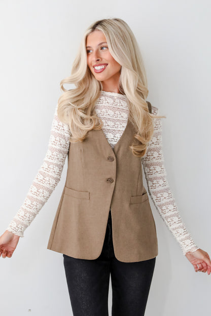 Incredibly Sensational Mocha Blazer Vest