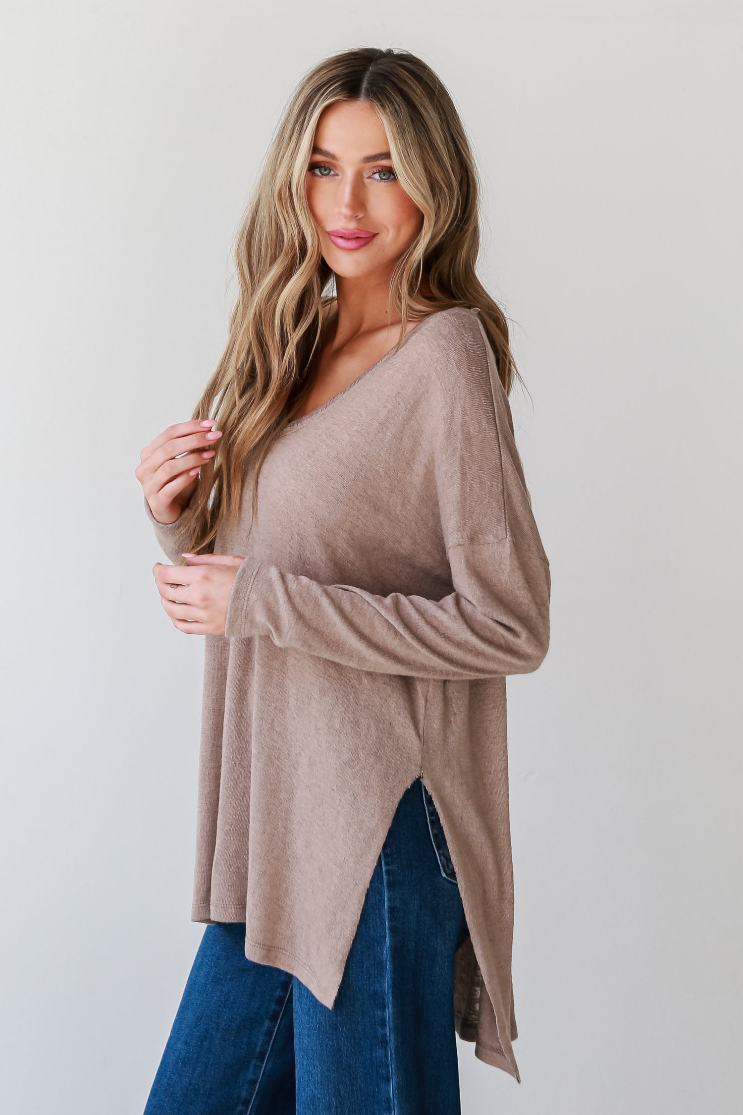 oversized Mocha Knit Top