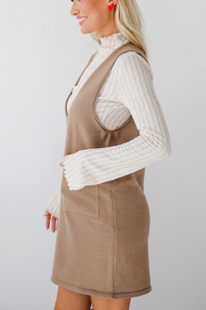 Perfect Outcome Mocha Mini Sweater Dress