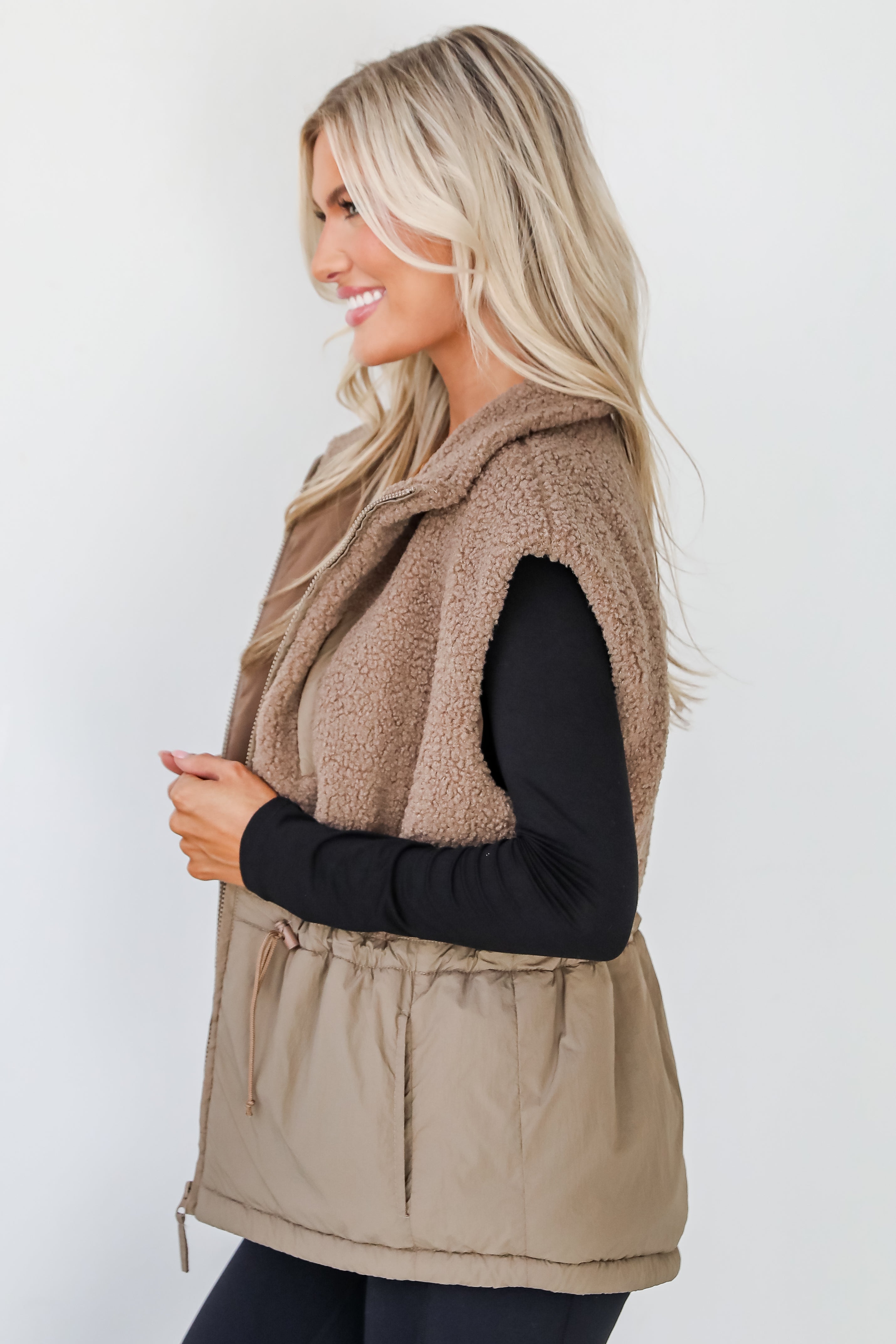 Warm Aesthetic Mocha Sherpa Vest