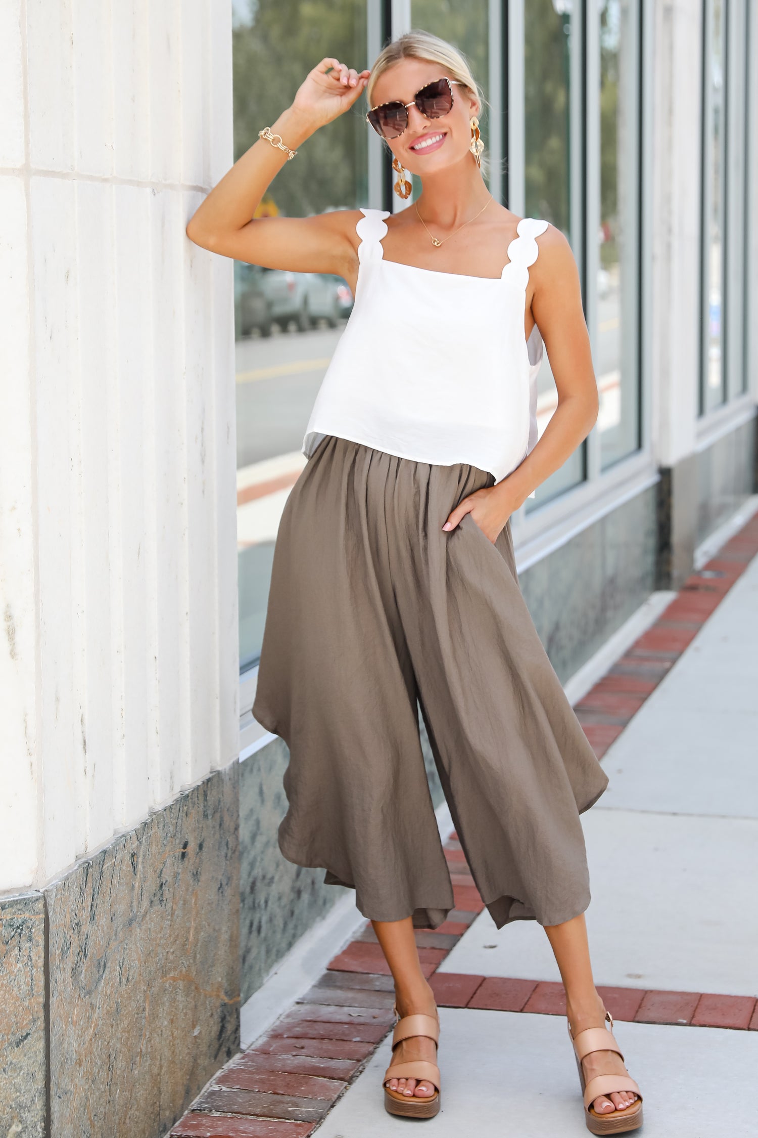 Carefree Energy Mocha Wide Leg Pants