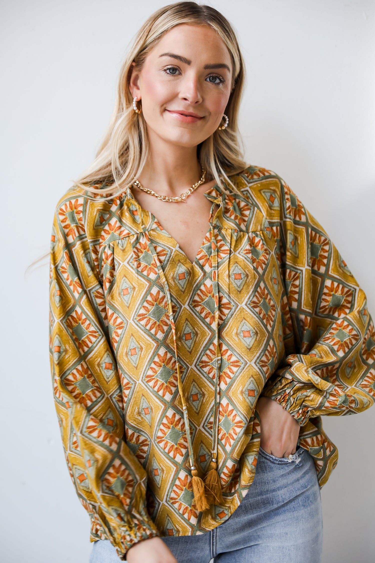 boho print blouse