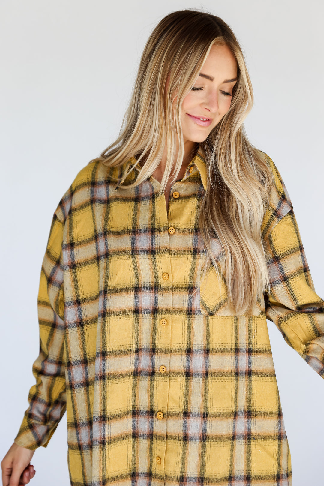 oversized Mustard Plaid Flannel