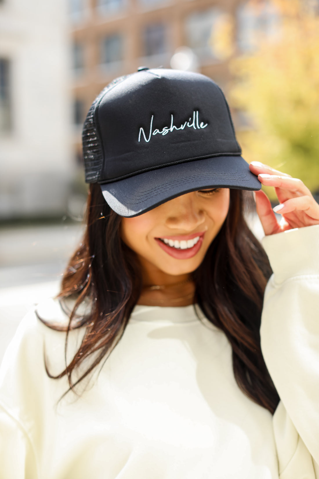 black Nashville Trucker Hat