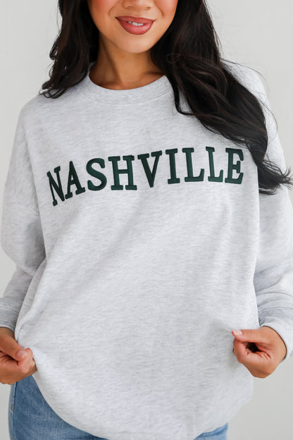 Heather Grey Nashville Embroidered Sweatshirt