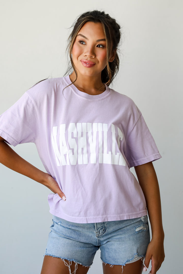 Lavender Nashville Cropped Tee