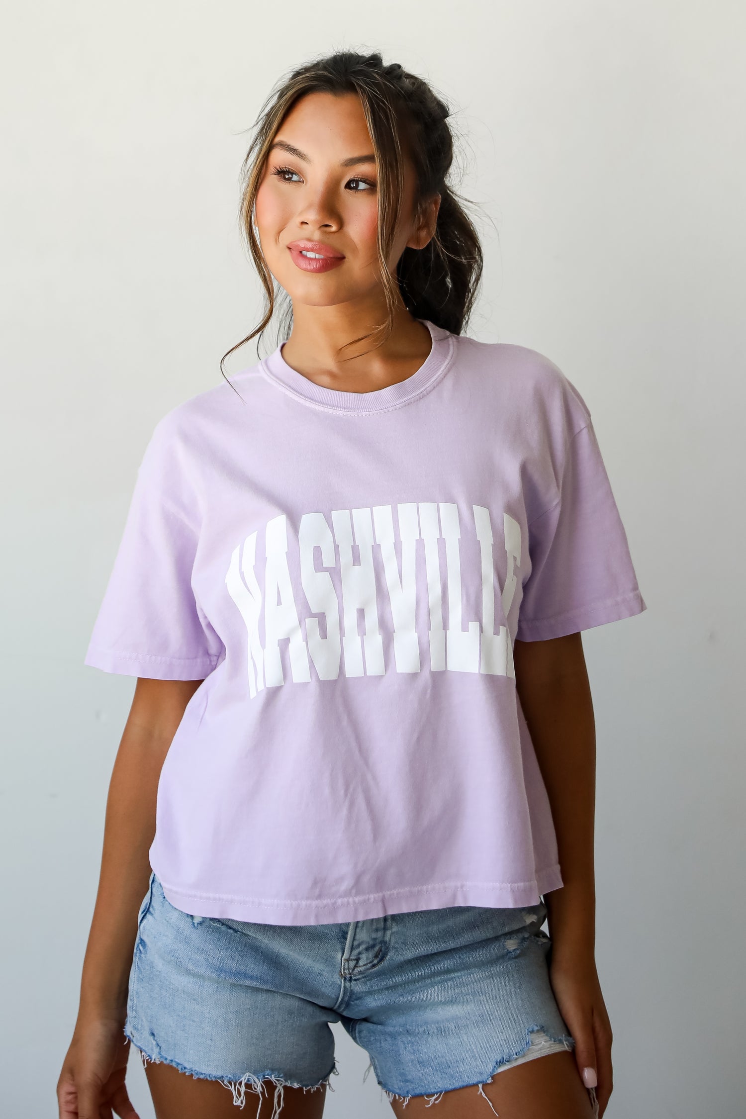 Lavender Nashville Cropped Tee