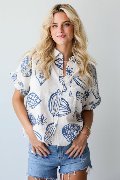 Cute Expertise Blue Linen Blouse