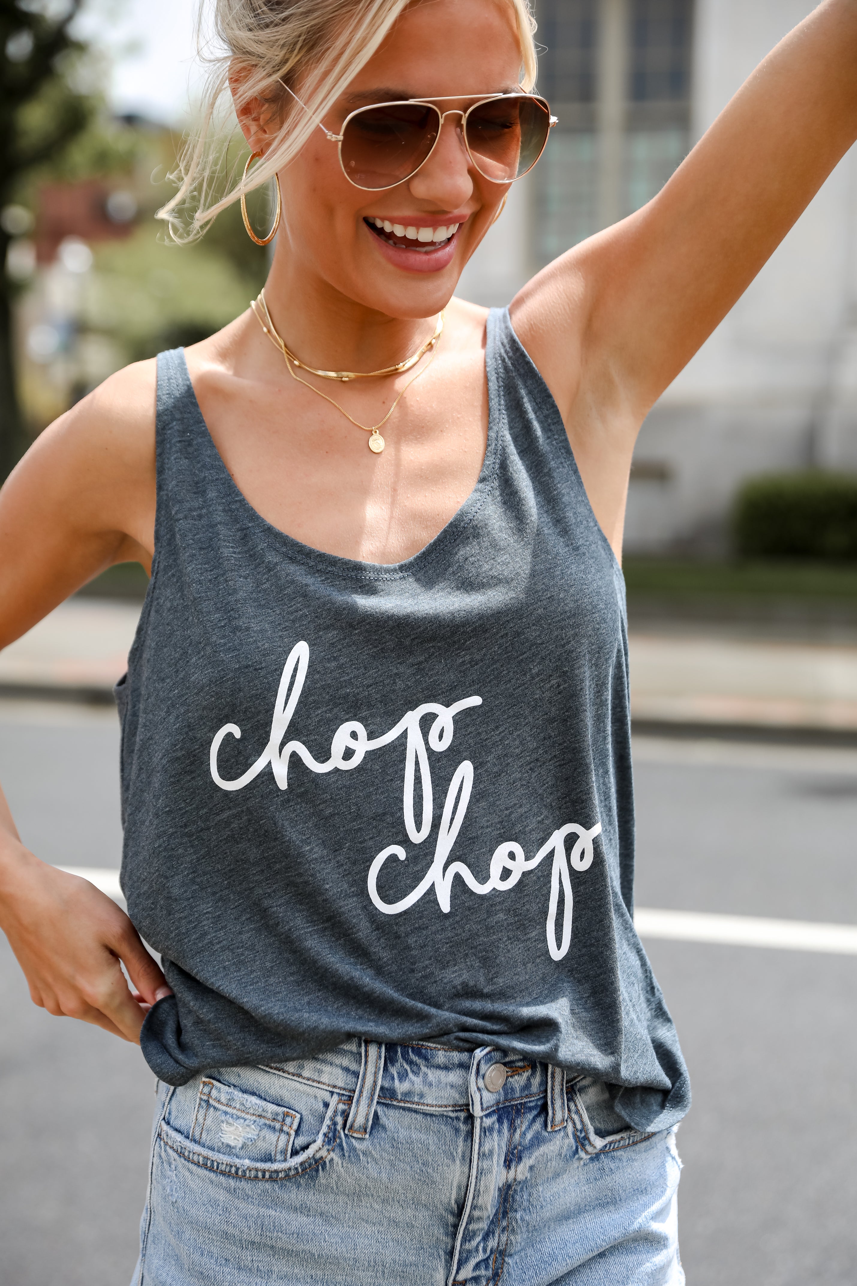 cute Navy Chop Chop Script Tank