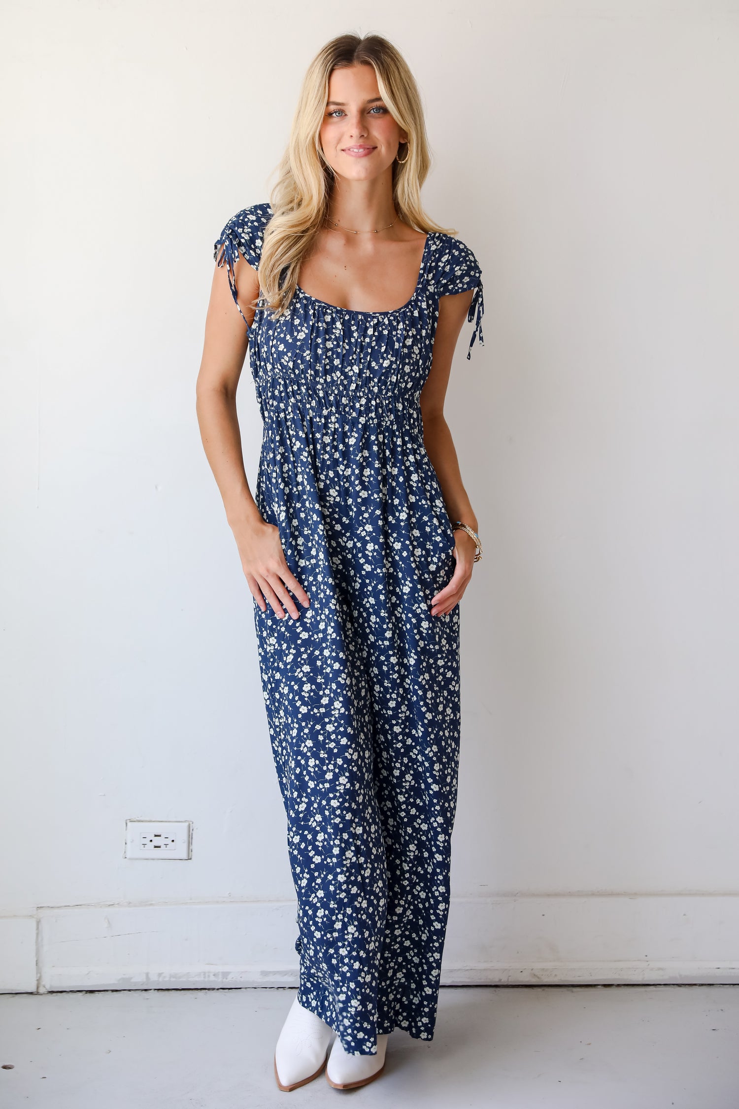 Garden Bliss Navy Floral Jumpsuit