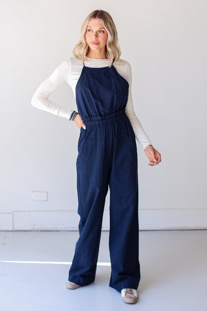 navy blue Wide Leg Jumpsuit for fall