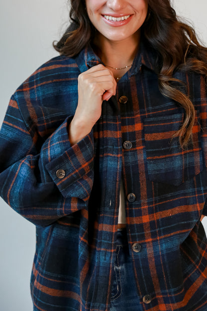 oversized Navy Plaid Shacket