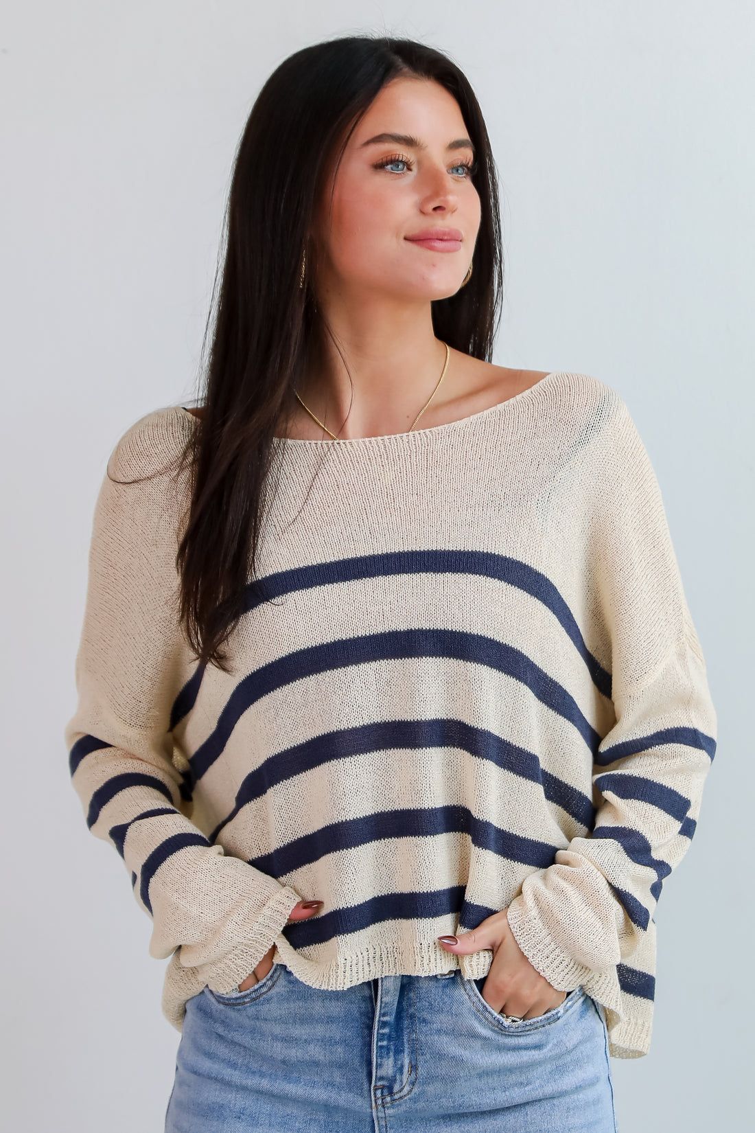 Stylish Promise Striped Lightweight Knit Sweater