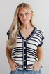 Cutest Coziness White Striped Sweater Vest