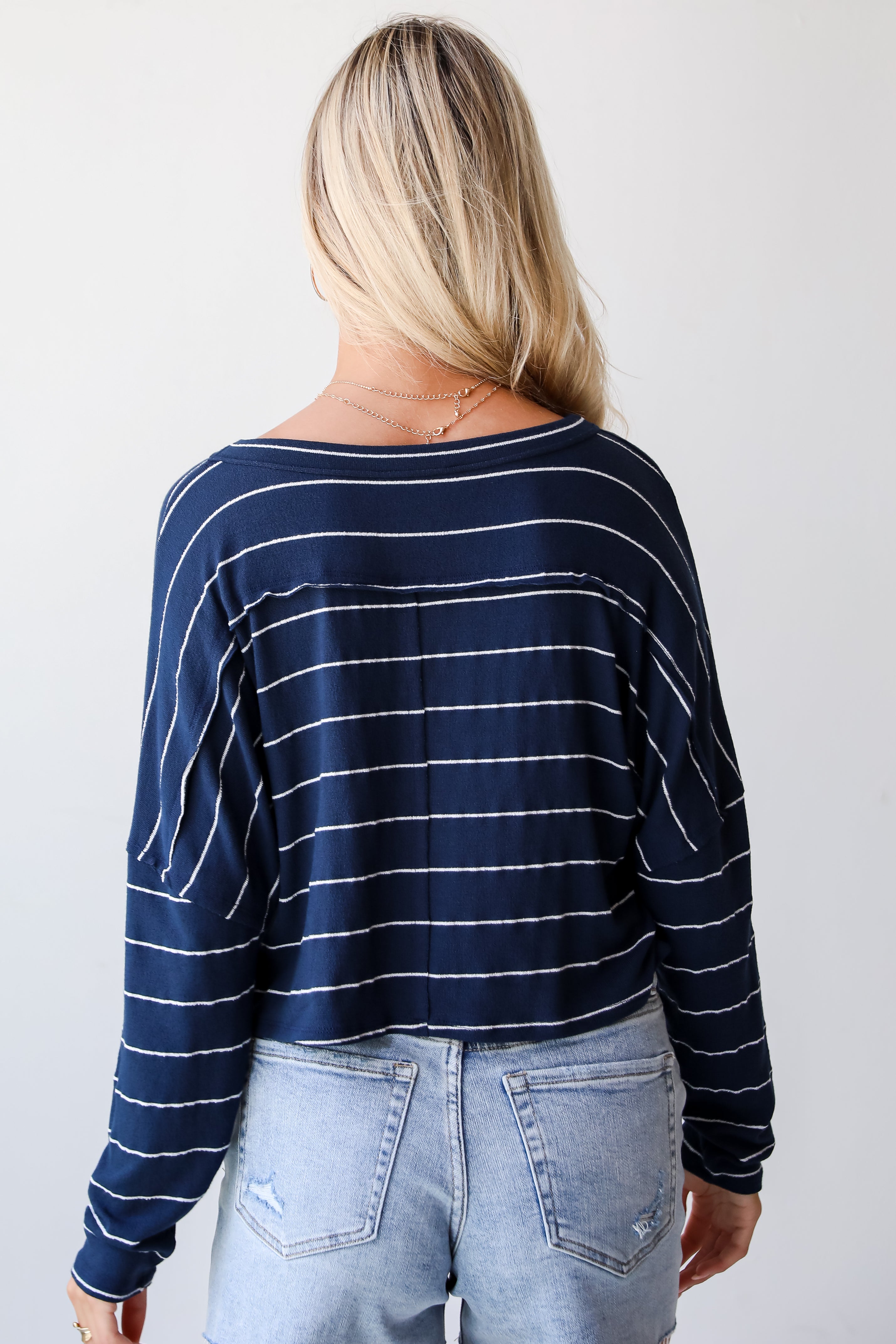 Cute Necessity Navy Striped Knit Top