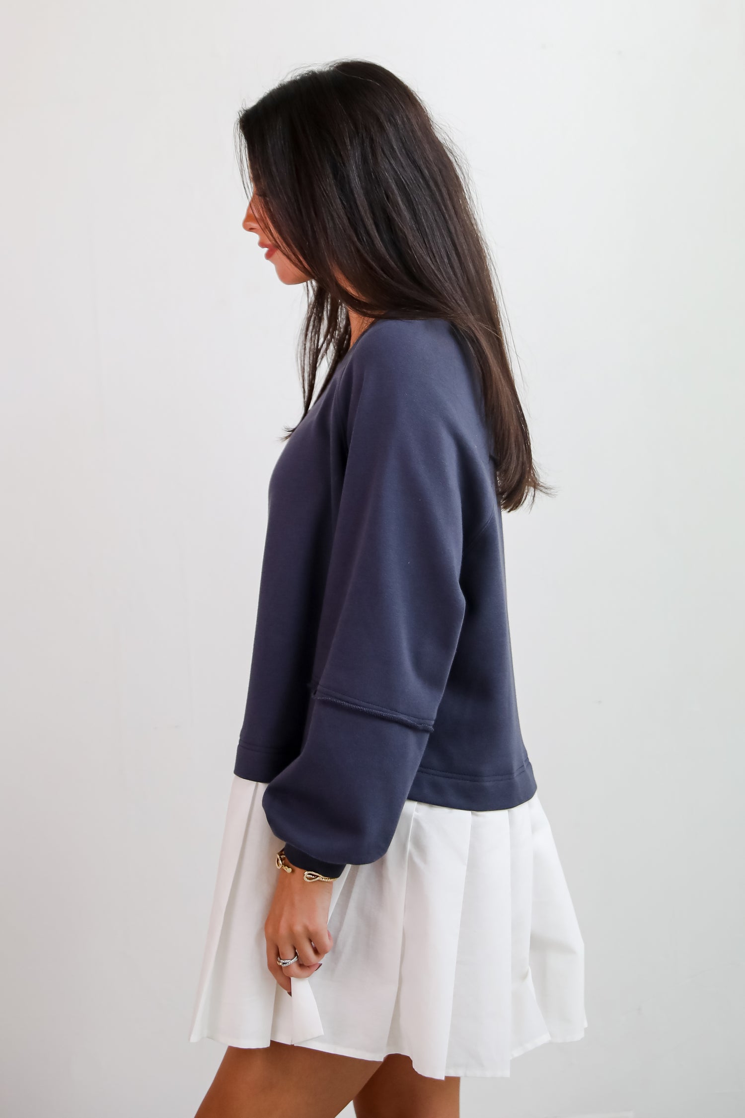 Contemporary Comfort Navy Sweatshirt Dress