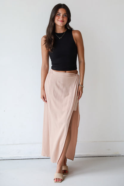 Classy Aesthetic Nude Maxi Skirt