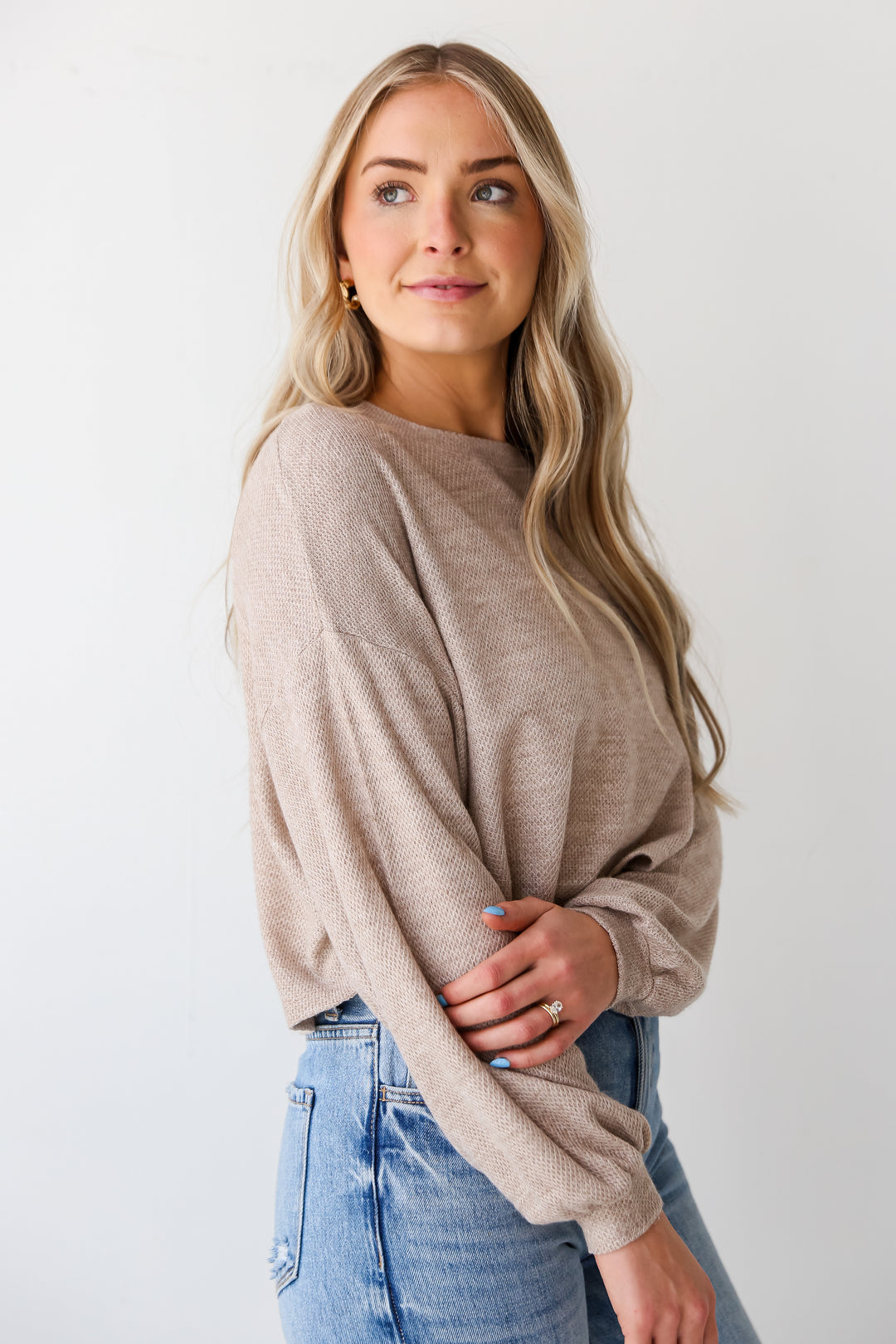 Oatmeal Lightweight Knit Top for women