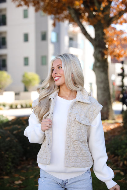 Live For Luxe Light Grey Quilted Vest