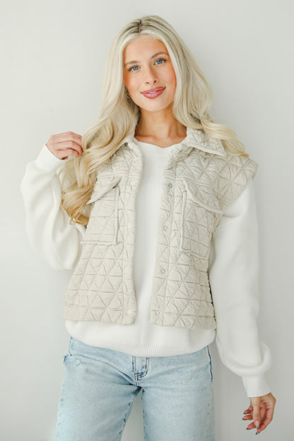 Live For Luxe Light Grey Quilted Vest