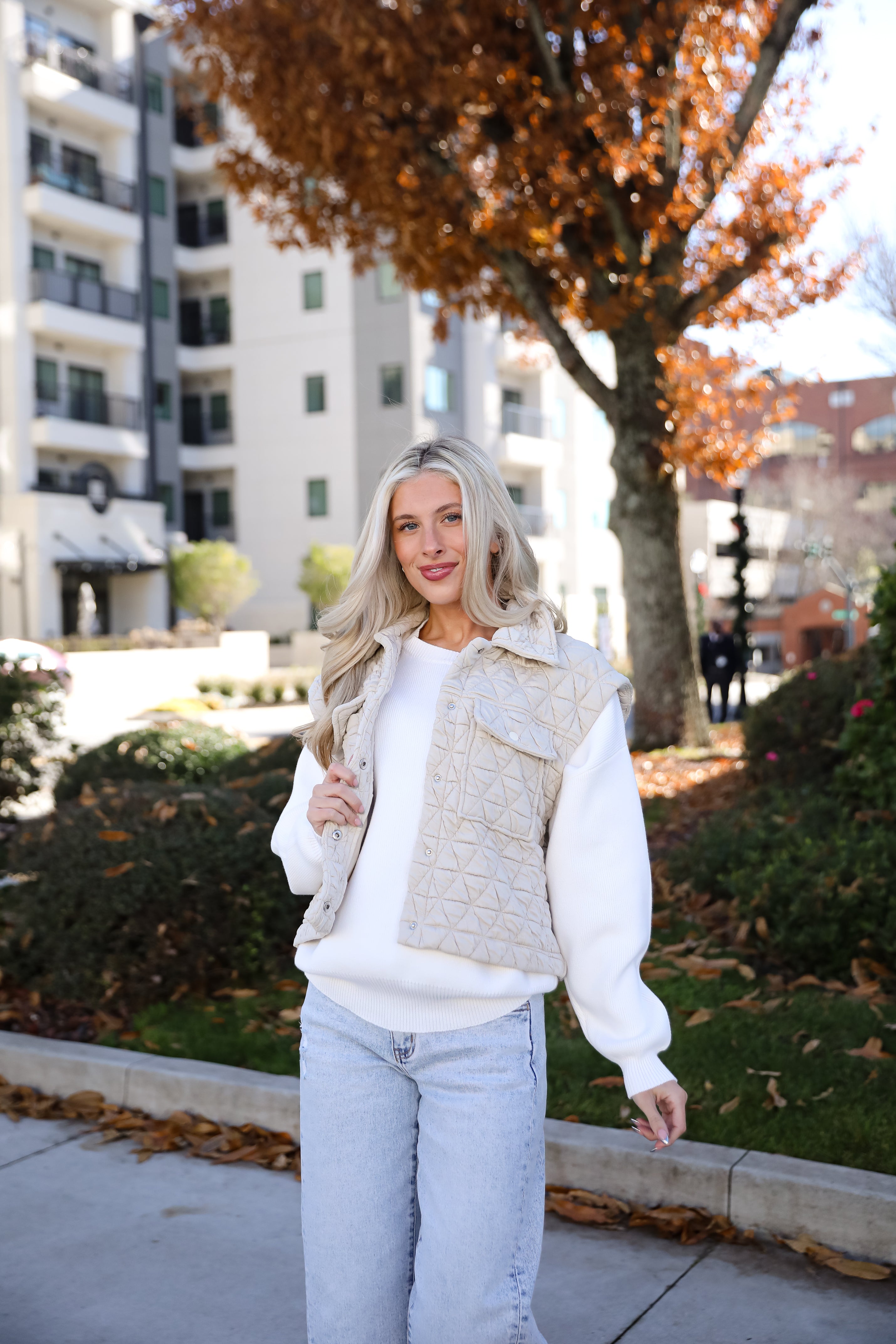 Live For Luxe Light Grey Quilted Vest