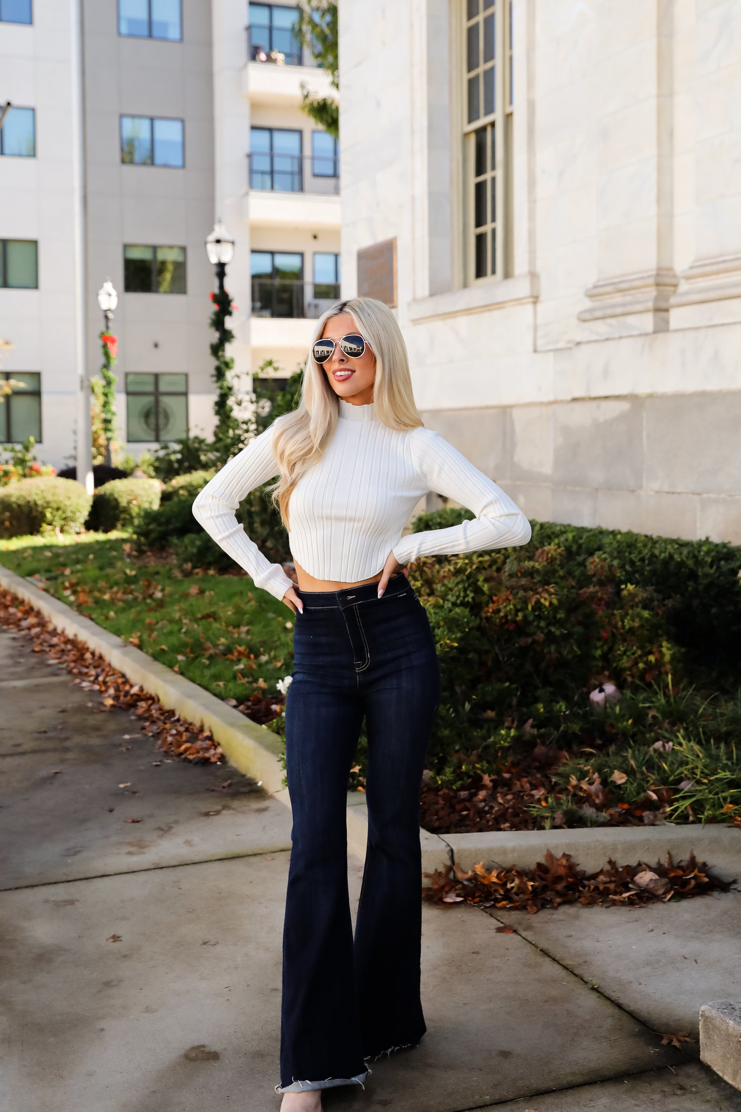 Decidedly Flirtatious Ribbed Mock Neck Top