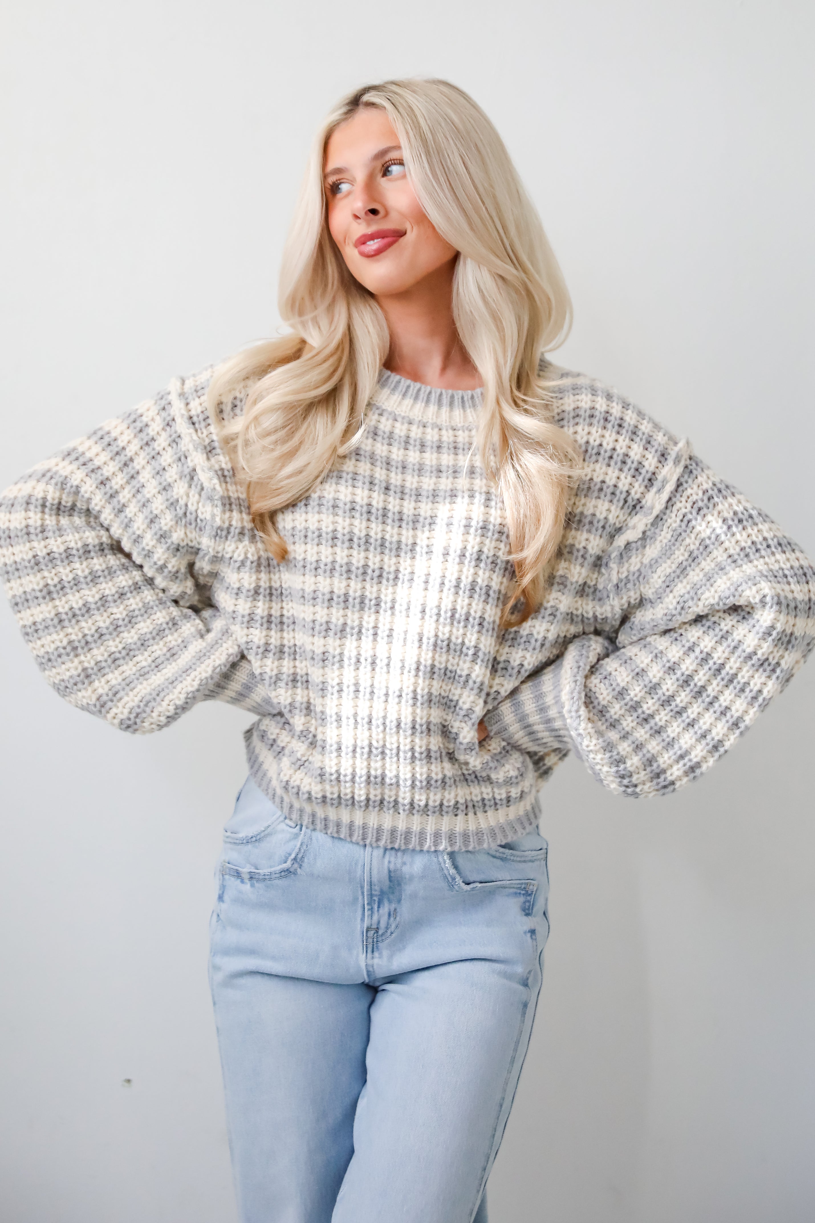 Windy Weather Ivory Striped Sweater