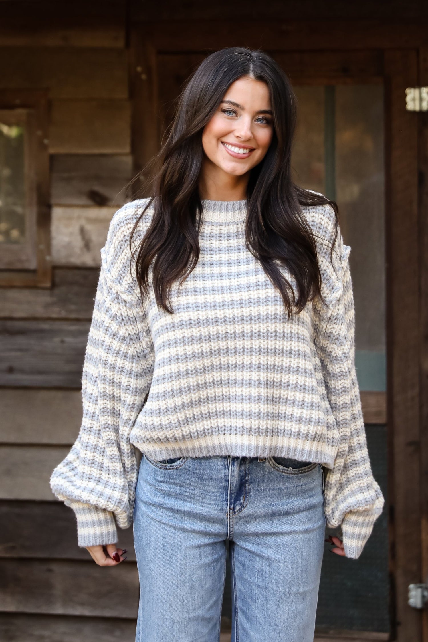 Windy Weather Ivory Striped Sweater