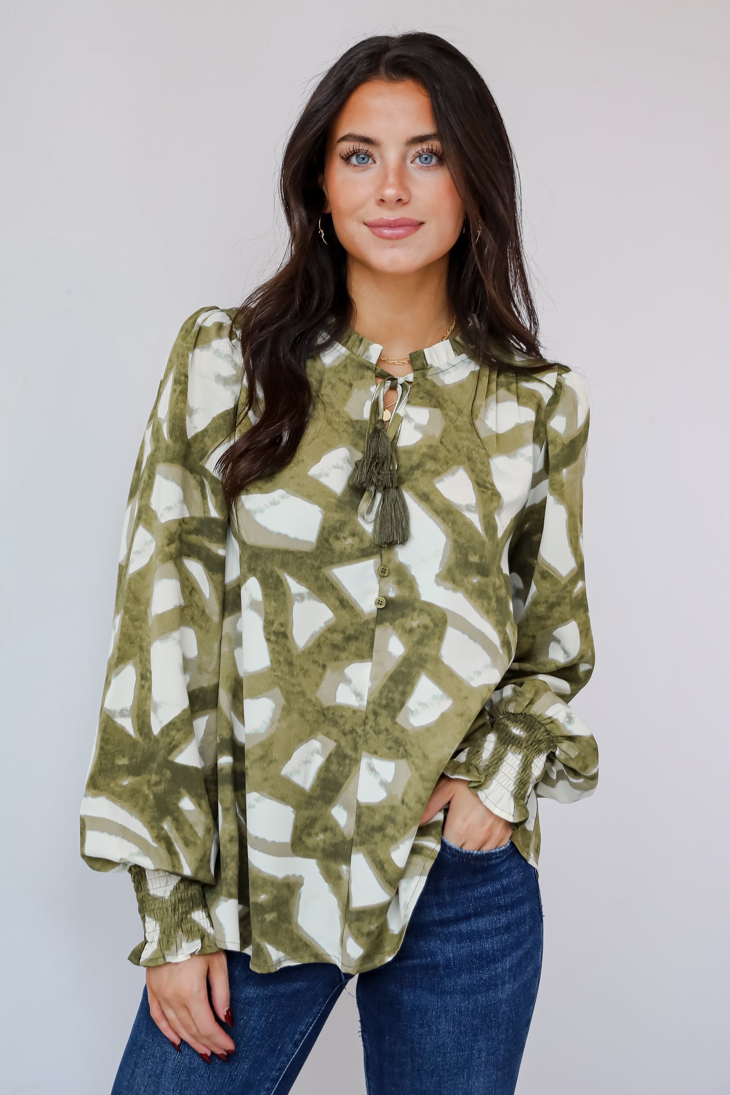 Flawlessly Posh Olive Blouse