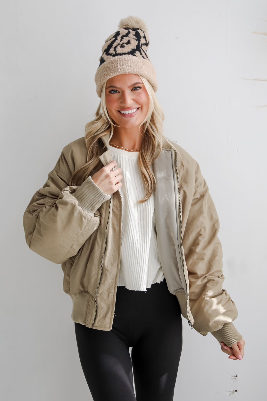 Coziest Forecast Light Olive Bomber Jacket