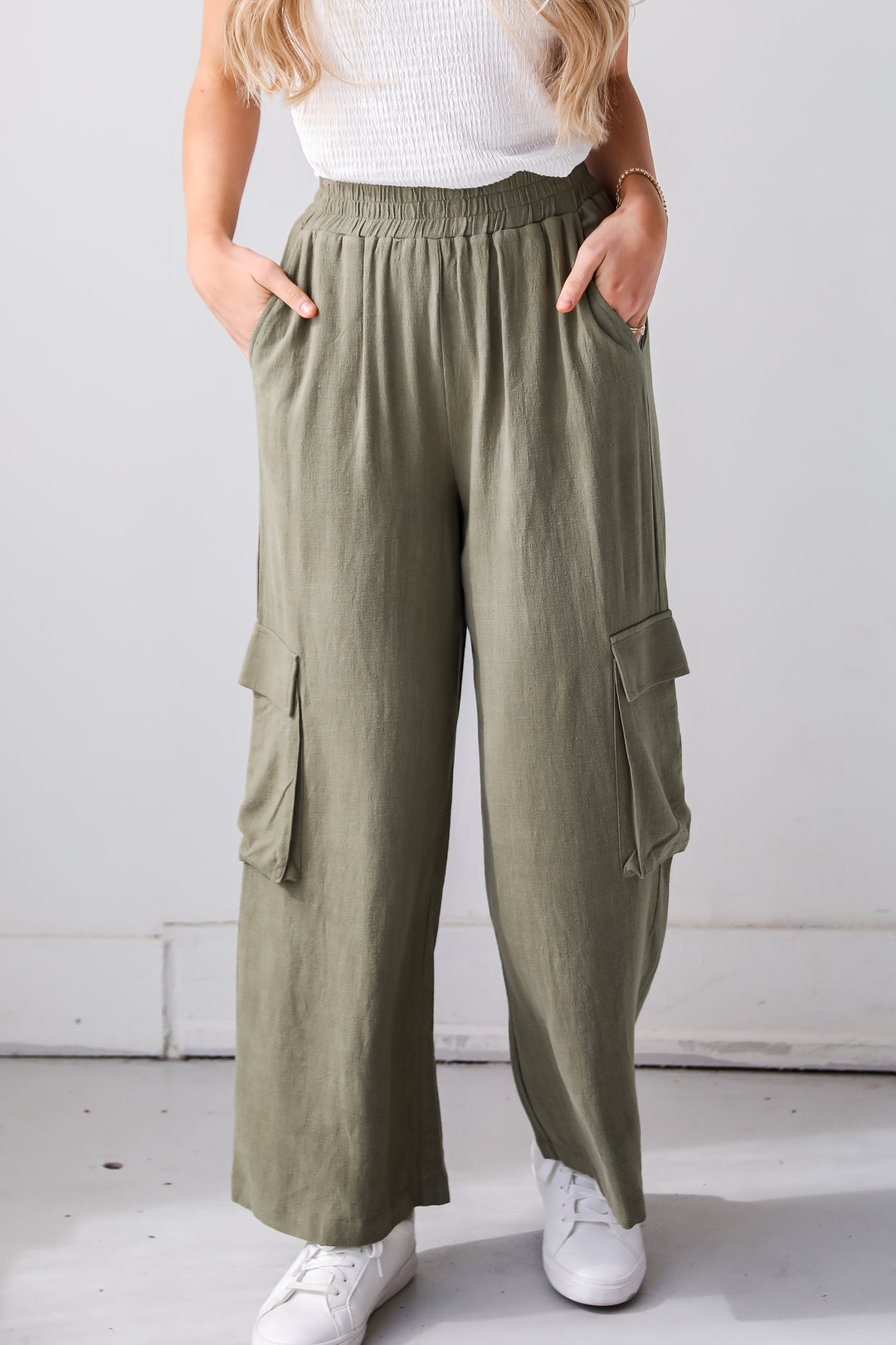 high rise cargo pants