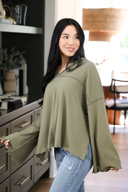 Playful Comfort Olive Hooded Top