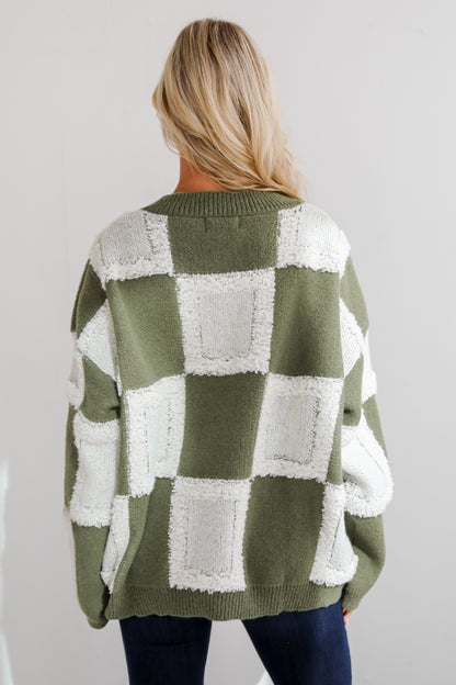 Wanna Be Close Checkered Sweater Cardigan