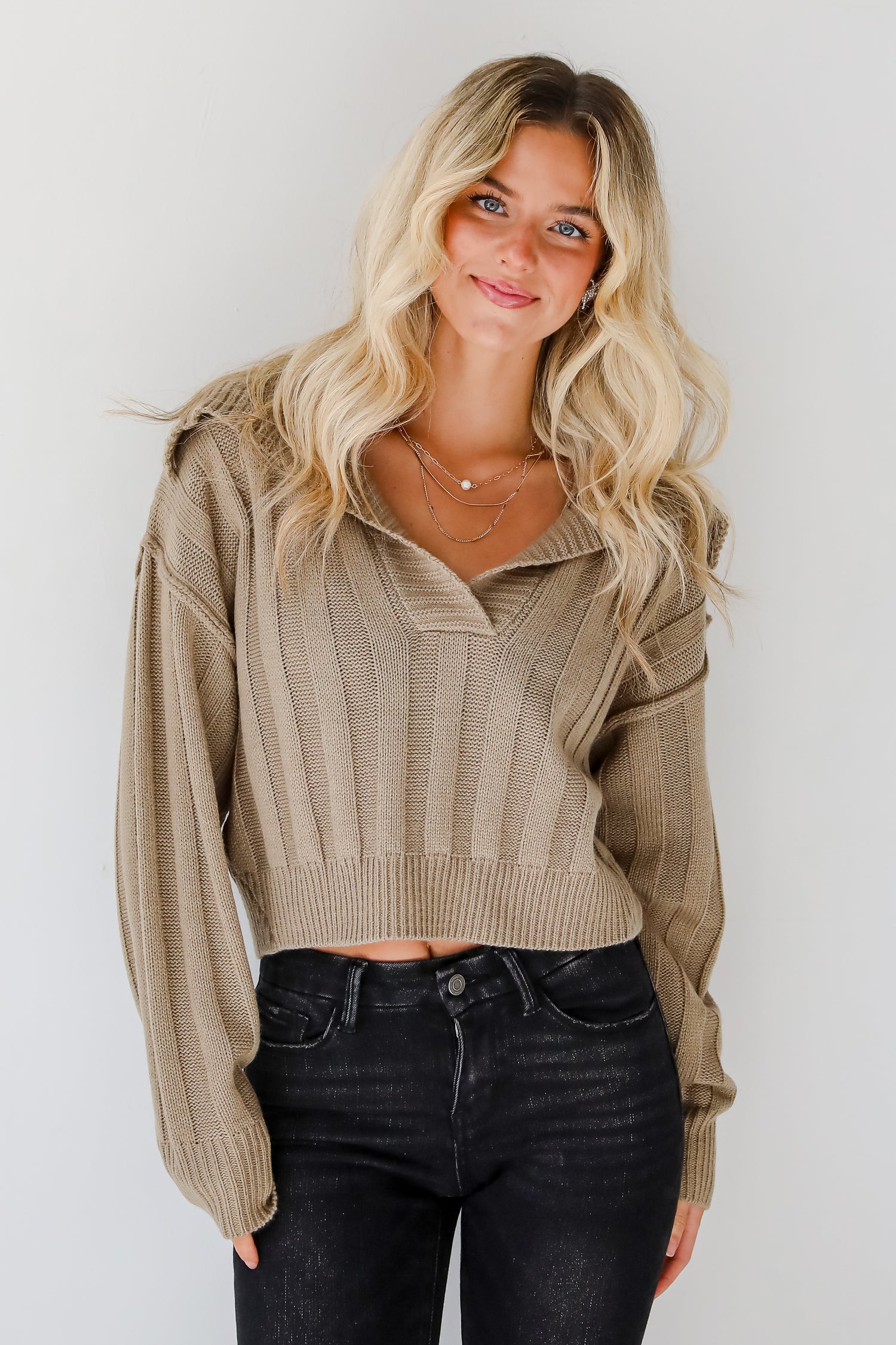 Perfectly Effortless Olive Collared Sweater