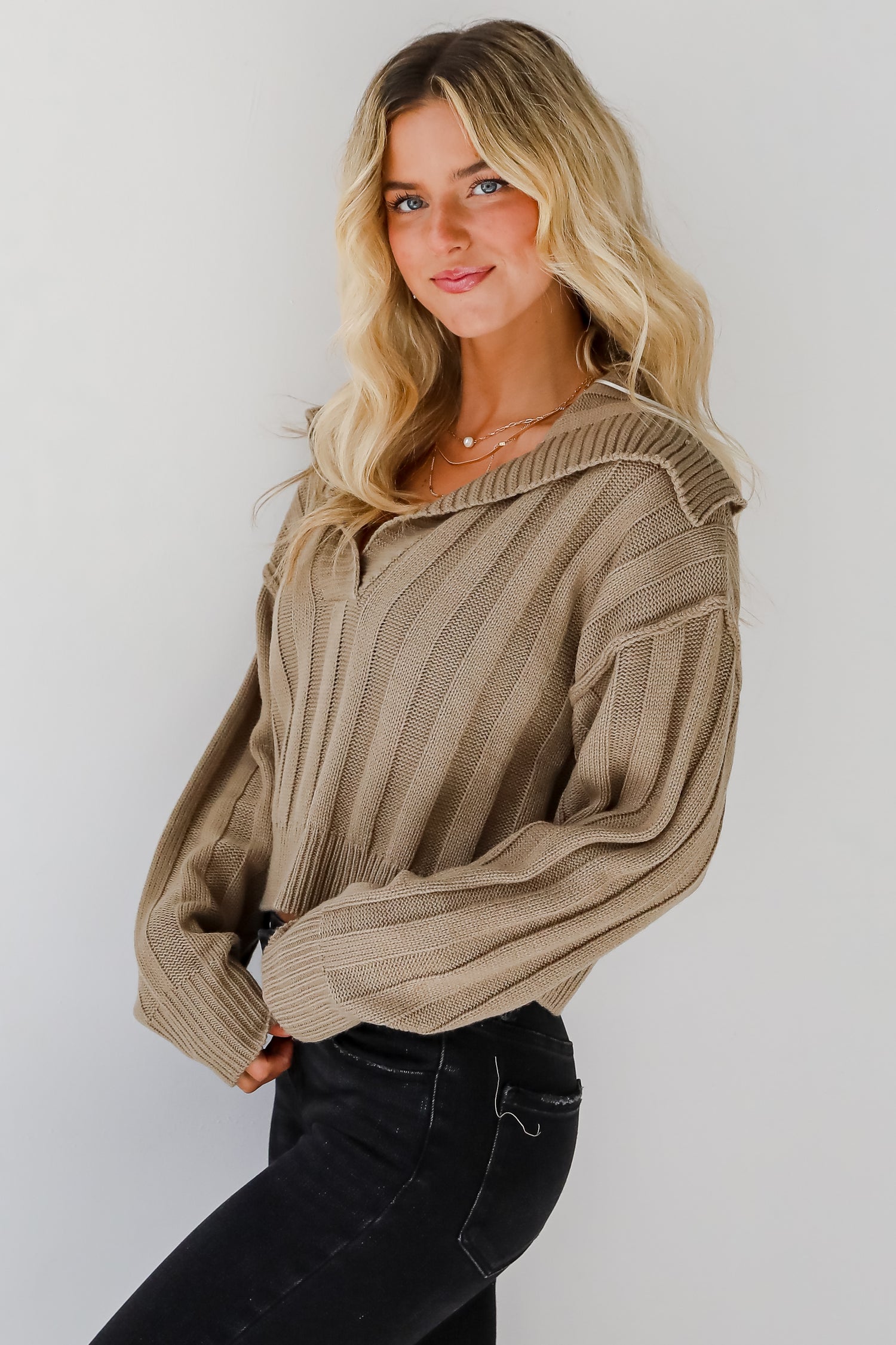 Perfectly Effortless Olive Collared Sweater