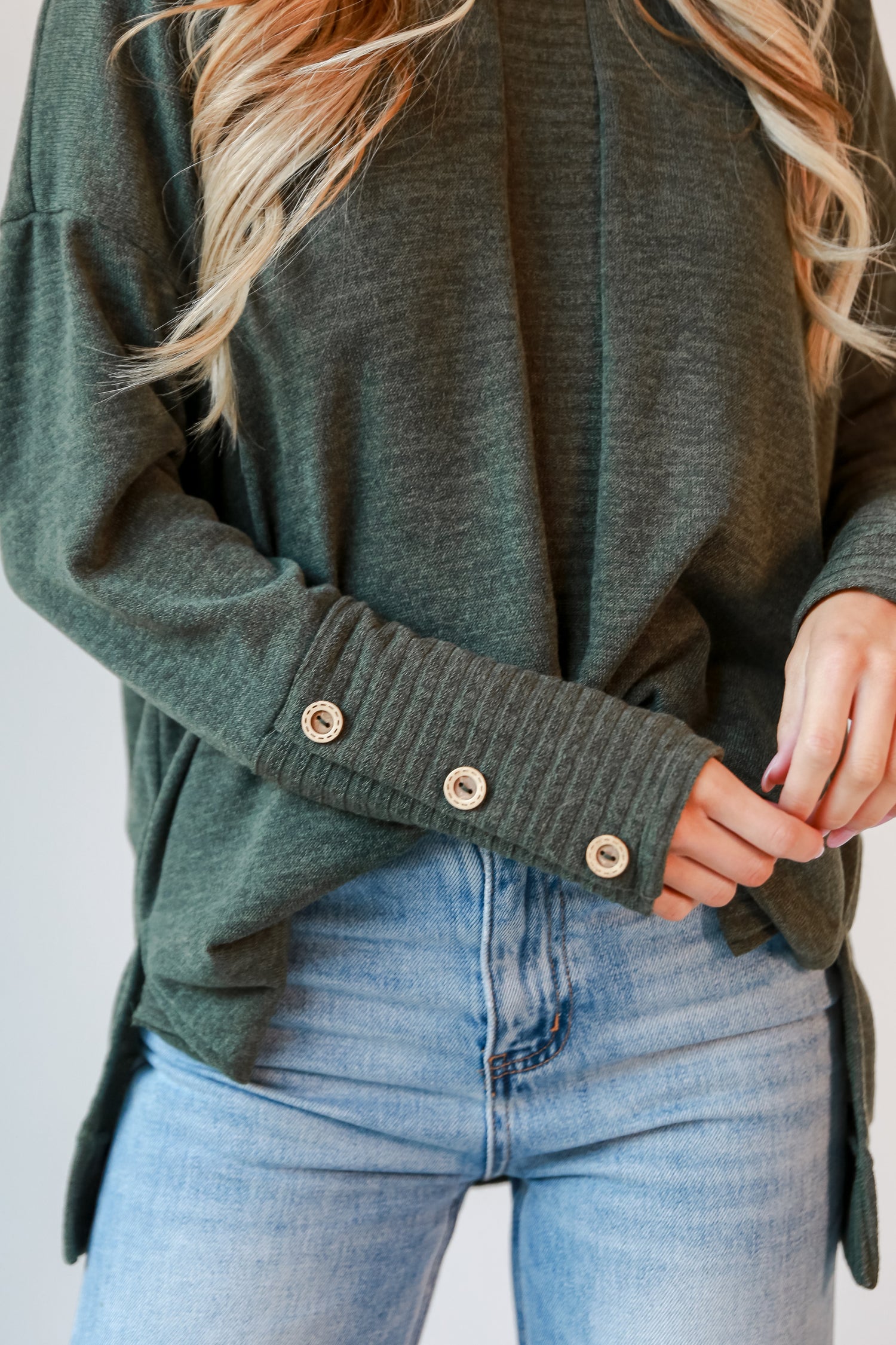 oversized Olive Knit Top