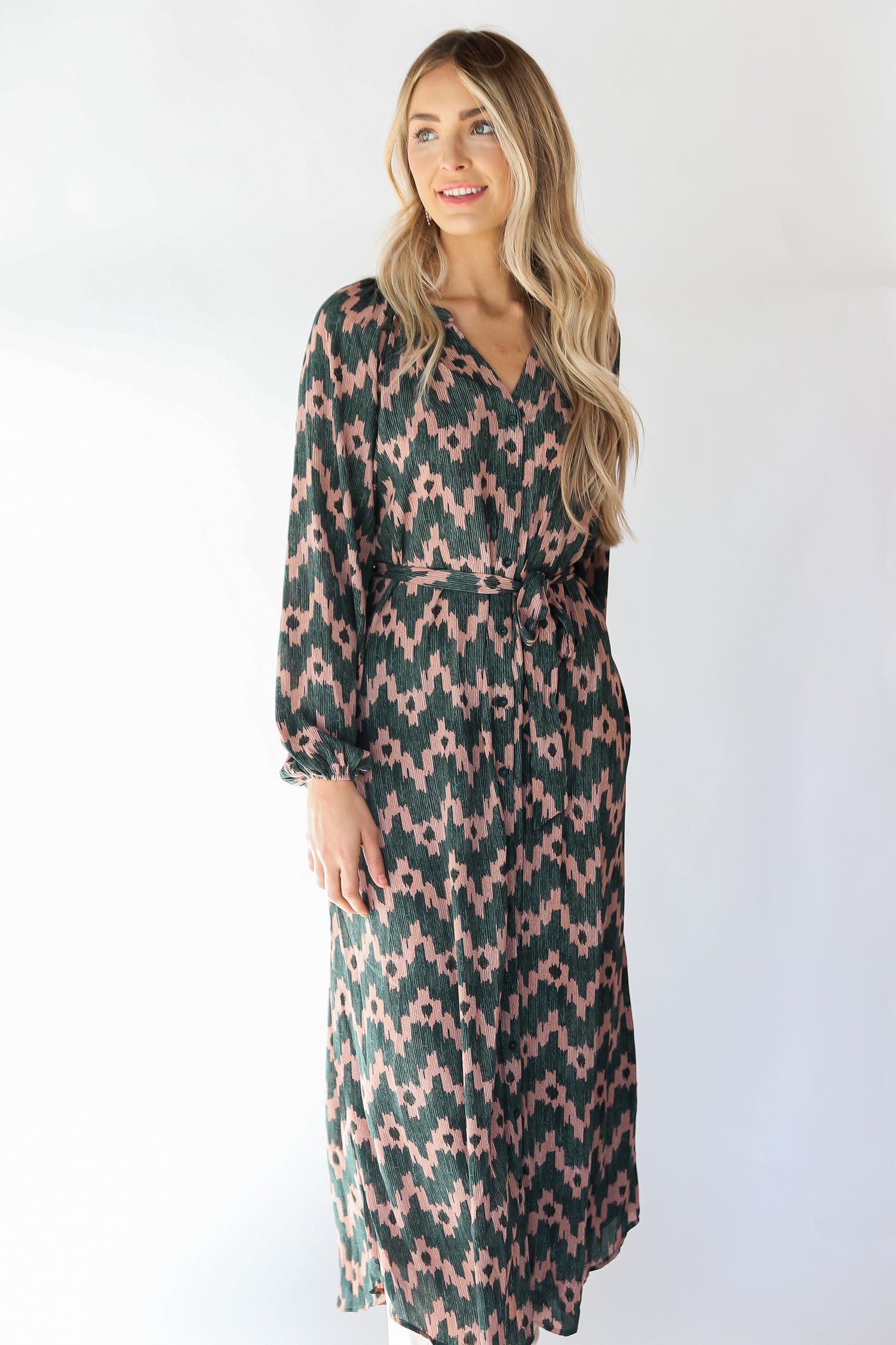 Hunter Green Maxi Dress front view