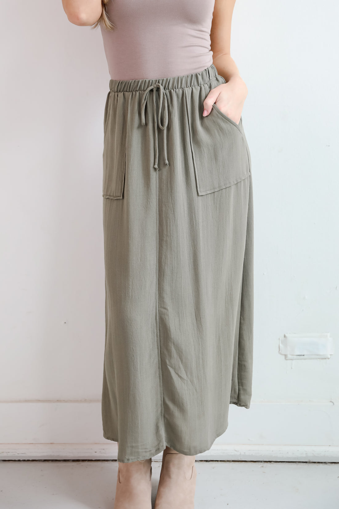 Glorious Invite Olive Maxi Skirt