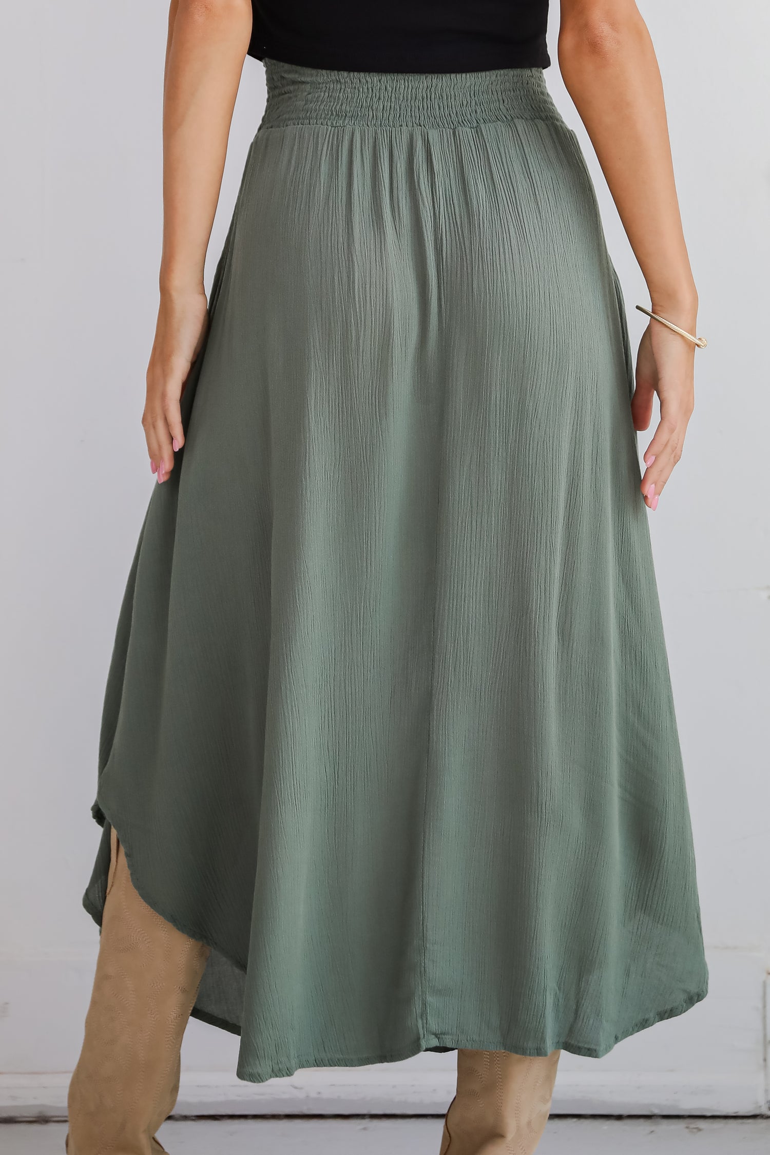 Sensational Purpose Olive Midi Skirt