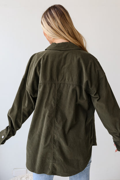 olive green Corduroy Shacket