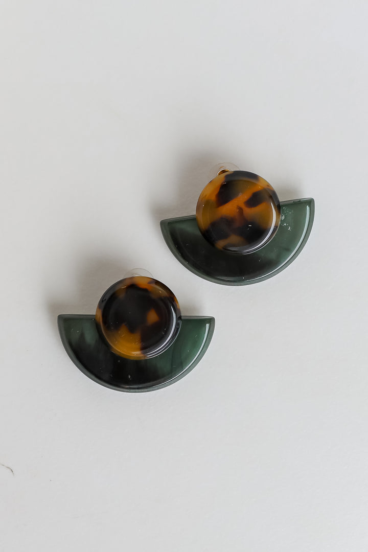 Hadley Olive Acrylic Statement Earrings