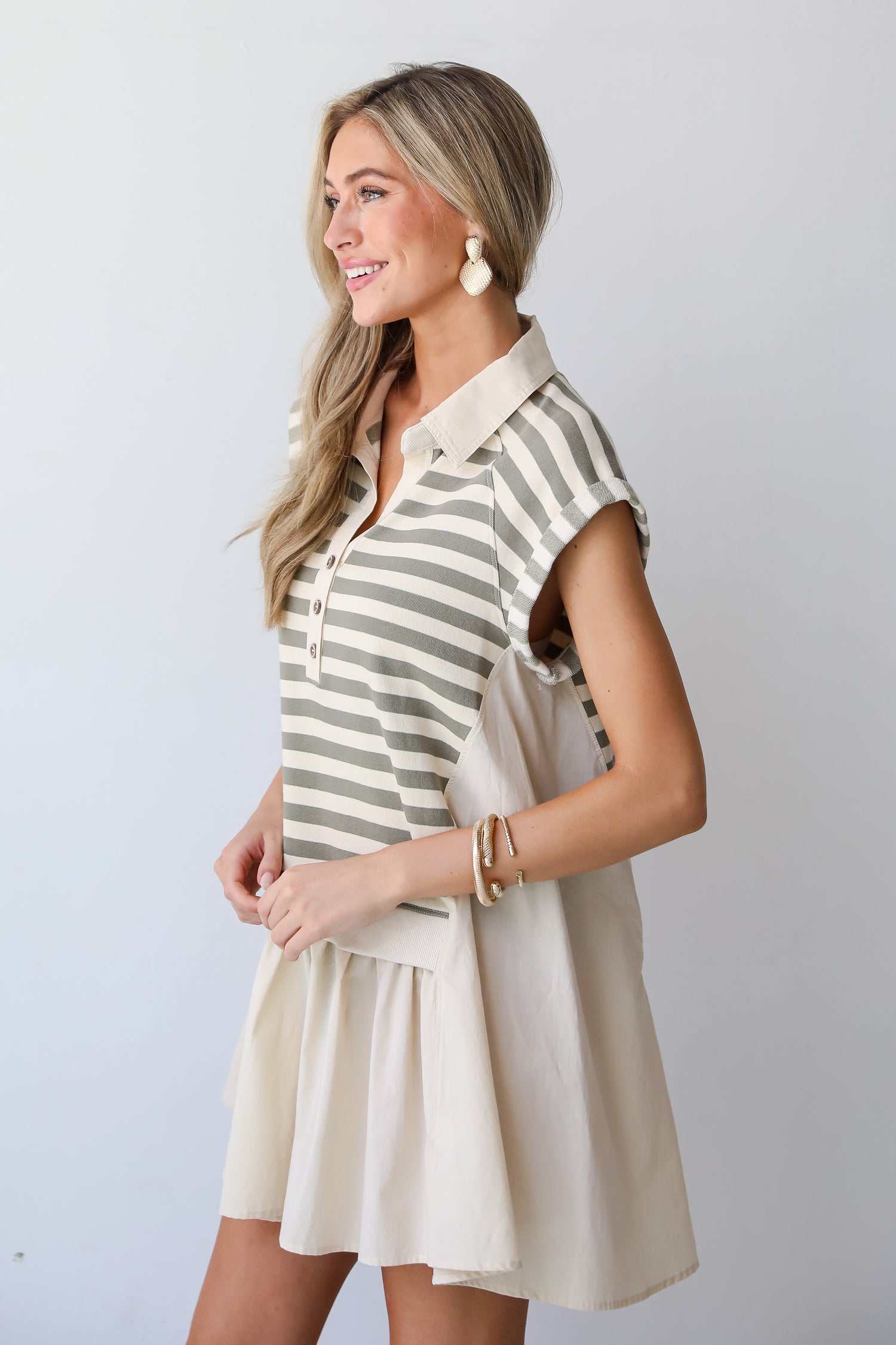 Modern Excellence Olive Striped Tunic