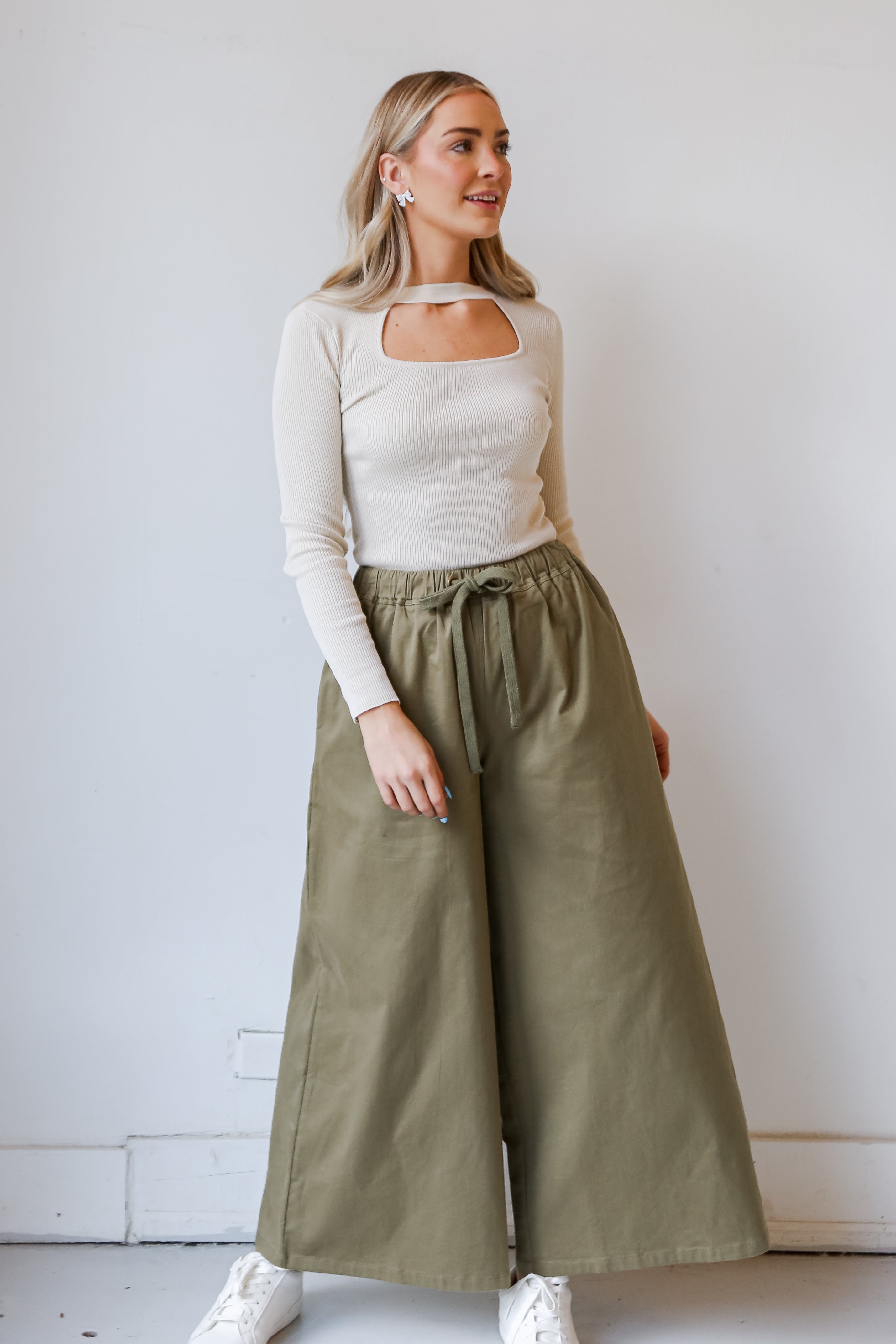 FINAL SALE - Enhanced Energy Olive Wide Leg Pants