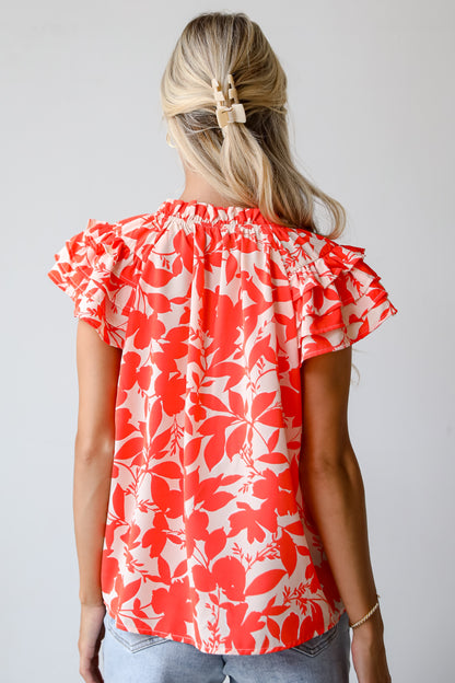 Poised Moment Orange Floral Blouse